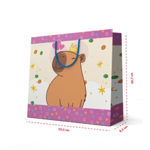 Kit 12 Sacolas Duplex Grande de Papel Capivara  25,5 x 28,7 x 8,5 cm
