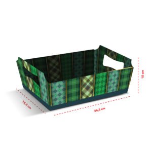 Kit 12 Cestas Grandes de Papel Verde 24,5 x 15,5 x 10 cm