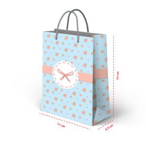 Kit 12 Mini Sacolas de  Papel Laço 17 x 11 x 3,9 cm