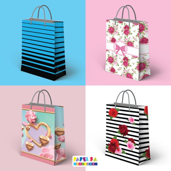 Kit 12 Mini Sacolas de  Papel Laço 17 x 11 x 3,9 cm - Imagem 5