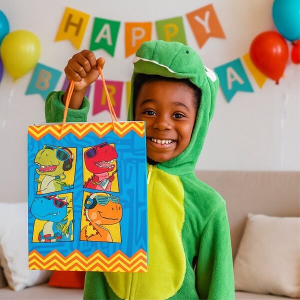 Kit 12 Sacolas Grandes de Papel Dinossauro 38 x 24 x 6,7 cm - Imagem 3