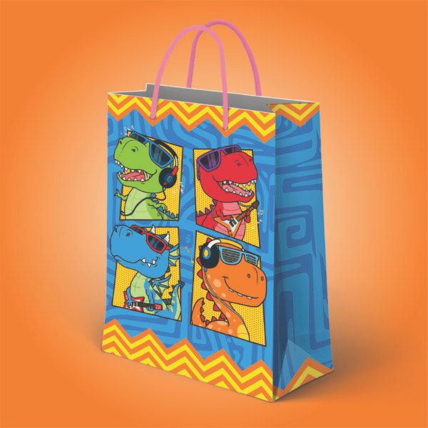 Kit 12 Sacolas Grandes de Papel Dinossauro 38 x 24 x 6,7 cm - Imagem 4