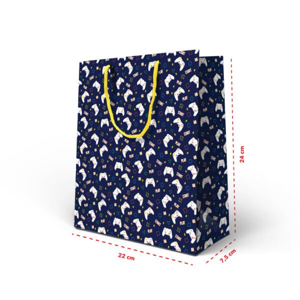 Kit 12 Sacolas Medias Papel Gamer 24 X 22 x 7,5 cm