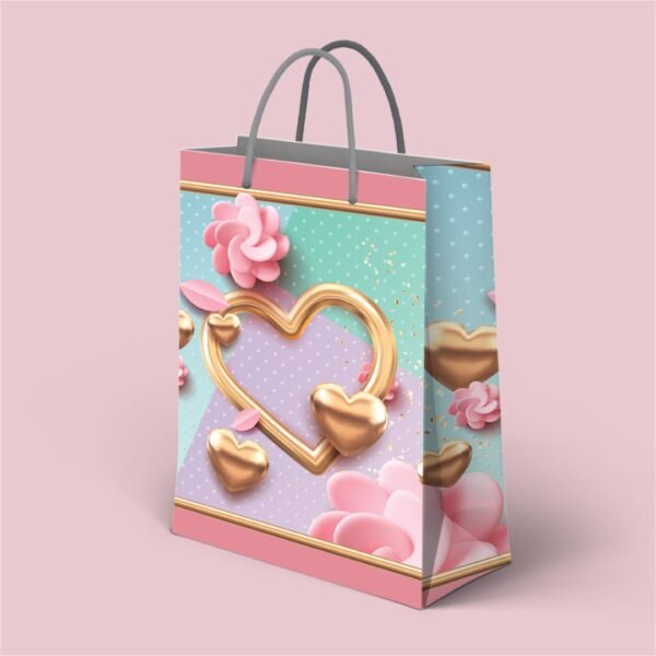Kit 12 Mini Sacolas de Papel Coração 17 x 11 x 3,9 cm - Imagem 4
