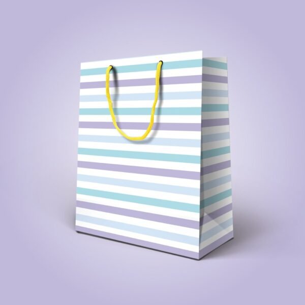 Kit 12 Sacolas Medias Papel Listras 24 X 22 x 7,5 cm - Imagem 4