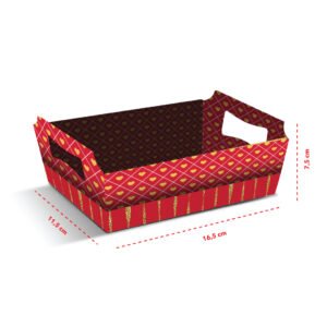 Kit 12 Cestas Pequenas de Papel Vermelho 16,5 x 11,5 x 7,5 cm