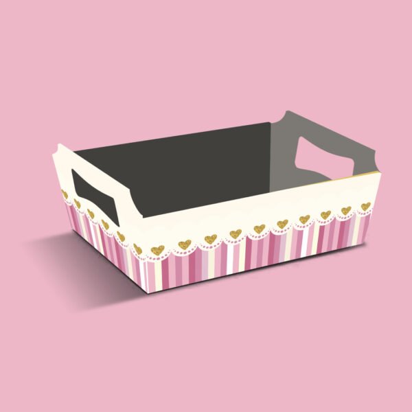Kit 12 Cestas Grandes de Papel Listras Rosa 24,5 x 15,5 x 10 cm - Imagem 4