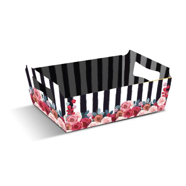 Kit 12 Cestas Grandes de Papel Listras Florais 24,5 x 15,5 x 10 cm - Imagem 5
