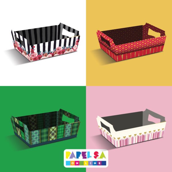 Kit 12 Cestas Grandes de Papel Verde 24,5 x 15,5 x 10 cm - Imagem 4