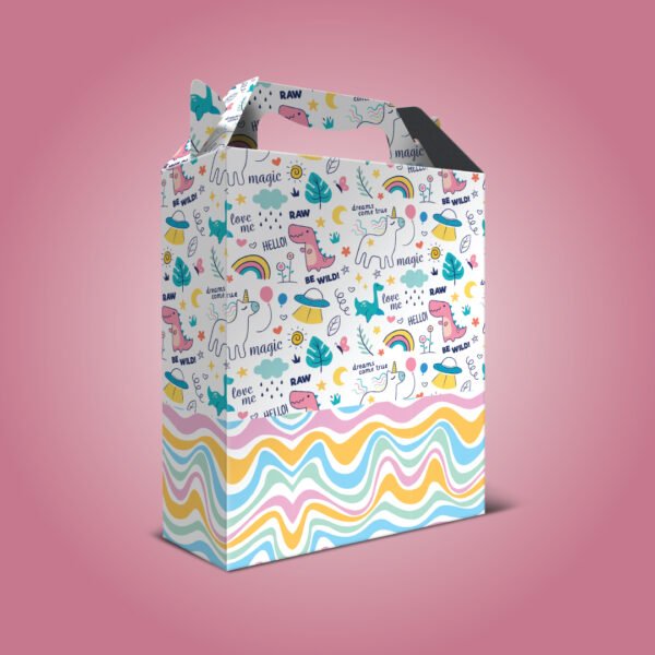 Kit 12  Caixas Médias Presente Papel Ecológico Unicórnio 17,5 x 20,6 x 7,2 cm - Imagem 4