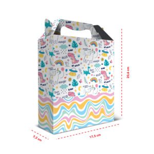 Kit 12  Caixas Médias Presente Papel Ecológico Unicórnio 17,5 x 20,6 x 7,2 cm