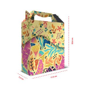 Kit 12 Caixas Médias Presente Papel Ecológico Floral 17,5 x 20,6 x 7,2 cm