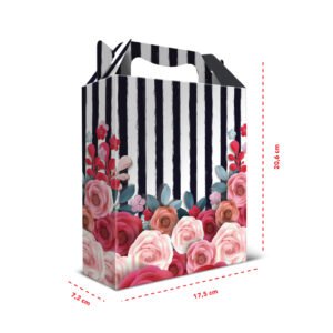 Kit 12 Caixas Médias Presente Papel Ecológico Rosas 17,5 x 20,6 x 7,2 cm