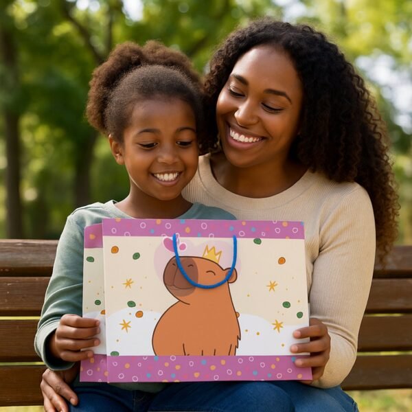 Kit 12 Sacolas Duplex Grande de Papel Capivara  25,5 x 28,7 x 8,5 cm - Imagem 3
