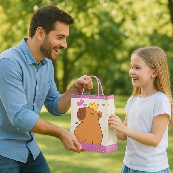Kit 12 Sacolas Medias Papel  Capivara 24 X 22 x 7,5 cm - Imagem 2