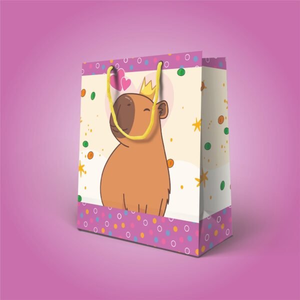 Kit 12 Sacolas Medias Papel  Capivara 24 X 22 x 7,5 cm - Imagem 4