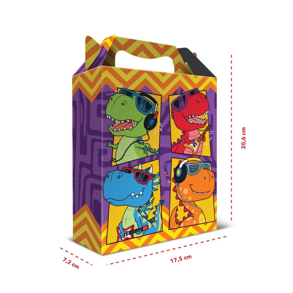 Kit 12 Caixas de Papel Média Dinossauro 17,5 x 20,6 x 7,2 cm