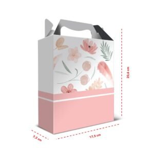 Kit 12 Caixas de Papel Média Floral Rosa 17,5 x 20,6 x 7,2 cm