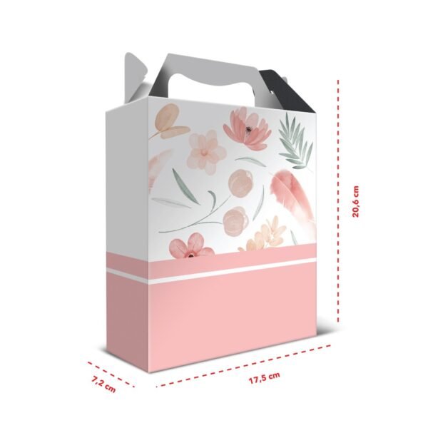 Kit 12 Caixas de Papel Média Floral Rosa 17,5 x 20,6 x 7,2 cm