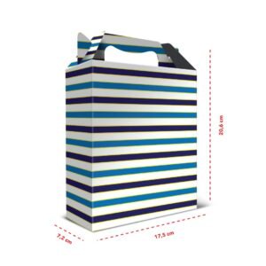 Kit 12 Caixas de Papel Média Listra Azul 17,5 x 20,6 x 7,2 cm