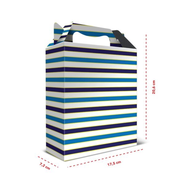 Kit 12 Caixas de Papel Média Listra Azul 17,5 x 20,6 x 7,2 cm