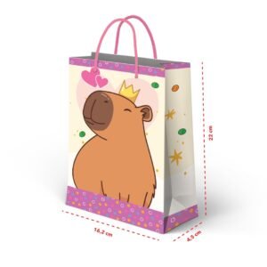 Kit 12 Sacolas Pequenas de Papel Capivara 22 x 16,2 x 4,5 cm