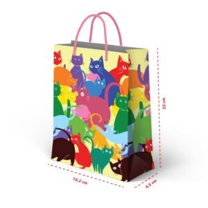 Kit 12 Sacolas Pequenas de Papel Gatos 22 x 16,2 x 4,5 cm