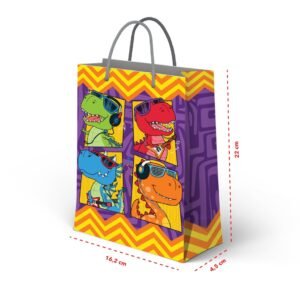 Kit 12 Sacolas Pequenas de Papel Dinossauro 22 x 16,2 x 4,5 cm