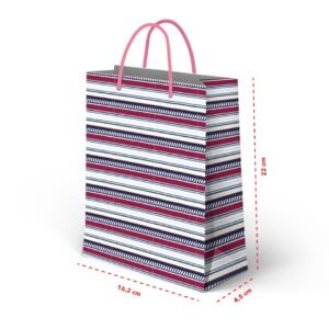 Kit 12 Sacolas Pequenas de Papel Padrão Listra 22 x 16,2 x 4,5 cm
