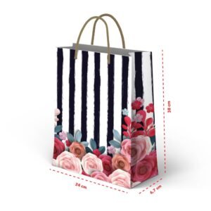 Kit 12 Sacolas Grandes Rosas 24 x 38 x 6,7 cm