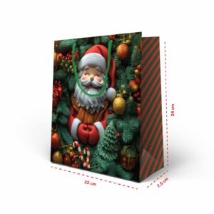 Kit 12 Sacolas Medias Natal Papai Noel 24 X 22 x 7,5 cm