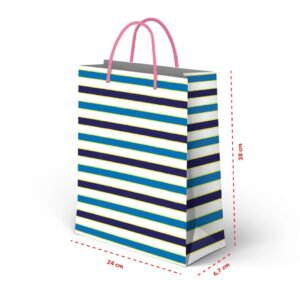 Kit 12 Sacolas Grandes Listra Azul 24 x 38 x 6,7 cm