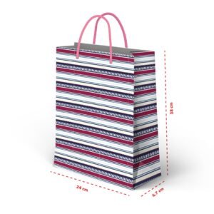 Kit 12 Sacolas Grandes Padrão Listras 24 x 38 x 6,7 cm