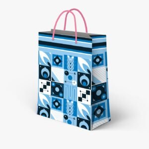 Kit 12 Sacolas Grandes Geometria azul 24 x 38 x 6,7 cm