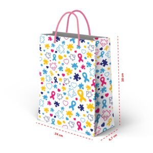 Kit 12 Sacolas Grandes Icones Autismo 24 x 38 x 6,7 cm