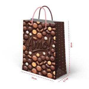 Kit 12 Sacolas Grandes Chocolate 24 x 38 x 6,7 cm