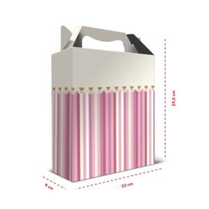 12 Caixas de Papel Grande Listras Rosa 29,5 x 22 x 9 cm