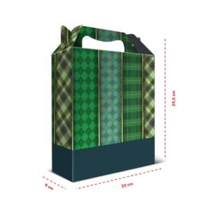 12 Caixas de Papel Grande Verde Xadrez 29,5 x 22 x 9 cm
