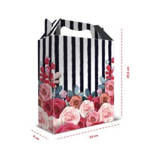 12 Caixas de Papel Grande Rosas P&B 29,5 x 22 x 9 cm