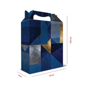 12 Caixas de Presente Grandes Geometria Azul 29,5 x 22x 9 cm