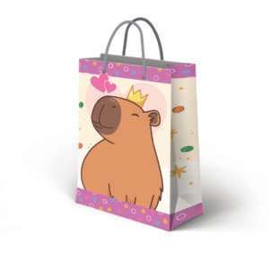 Kit 12 Mini Sacolas de Presente Capivara 17 x 11 x 3,9 cm