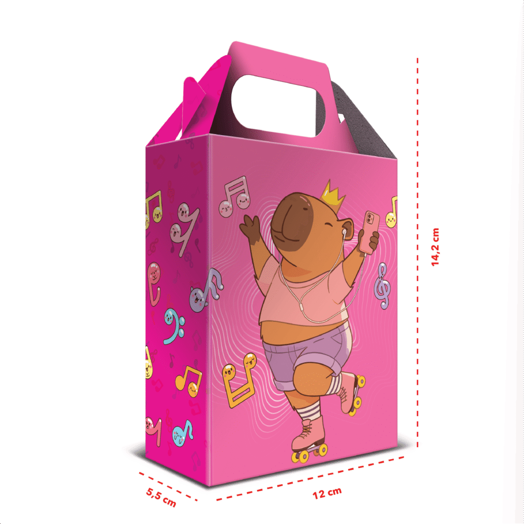 12 Caixas de Lembrancinha Capivara Patinadora 12x14,2x5,5 cm