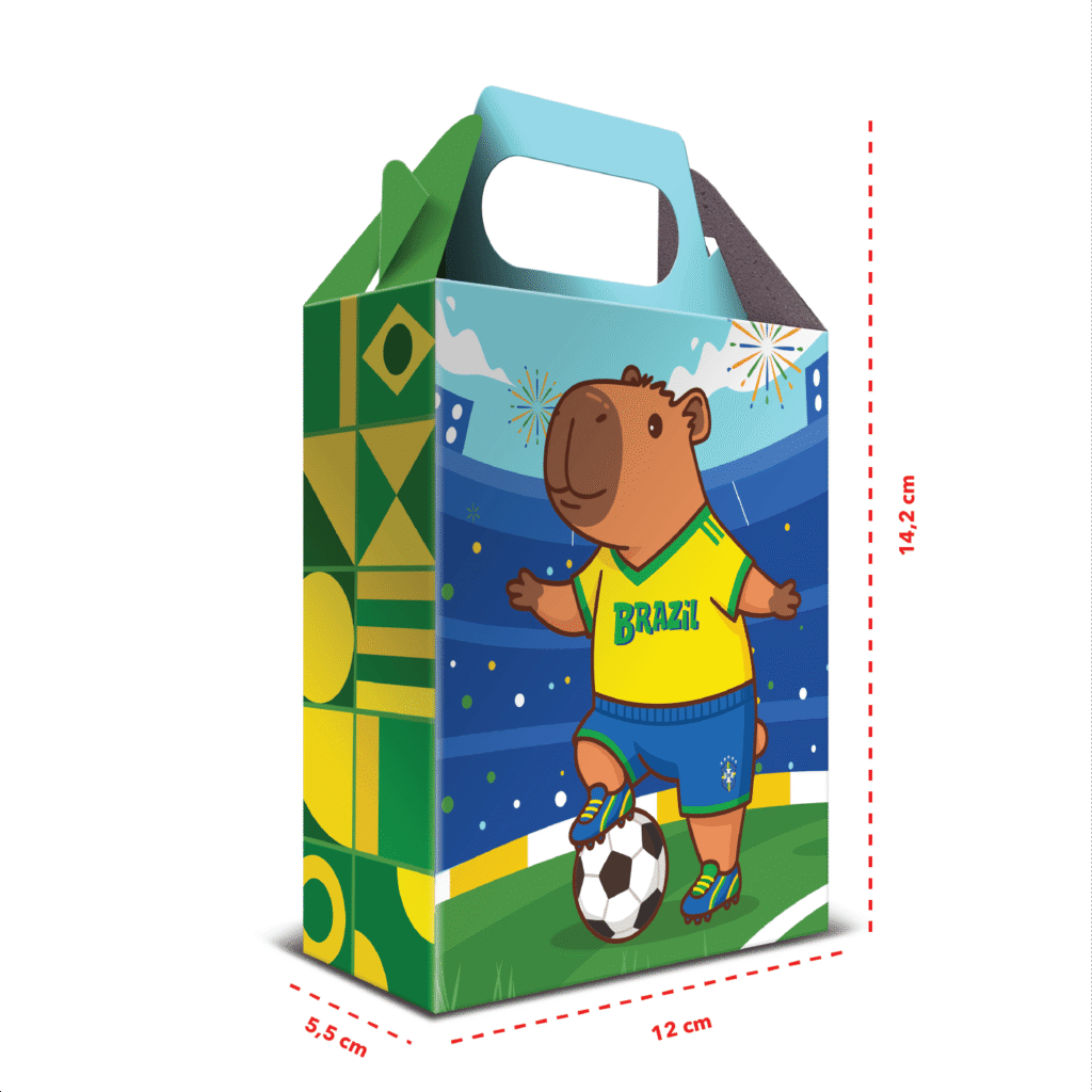 12 Caixas de Lembrancinha Capivara Futebol 12 x 14,2 x 5,5cm