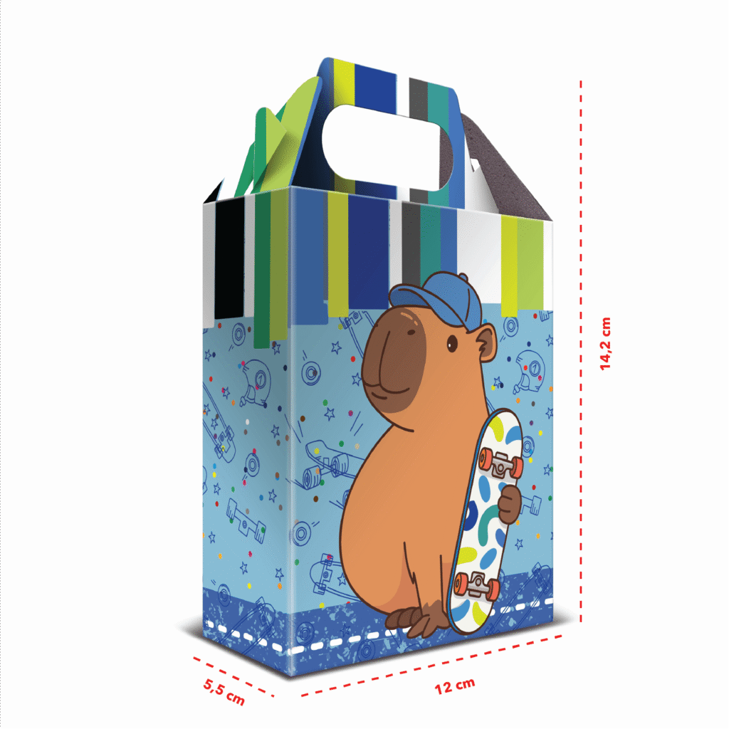 12 Caixas de Lembrancinha Capivara Azul 12 x 14,2 x 5,5 cm