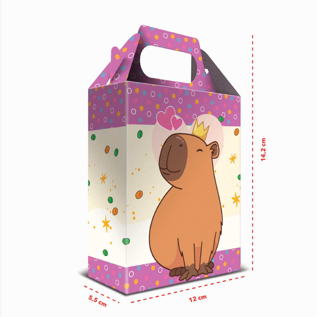 12 Caixas de Lembrancinha Capivara Fofa 12 x 14,2 x 5,5 cm